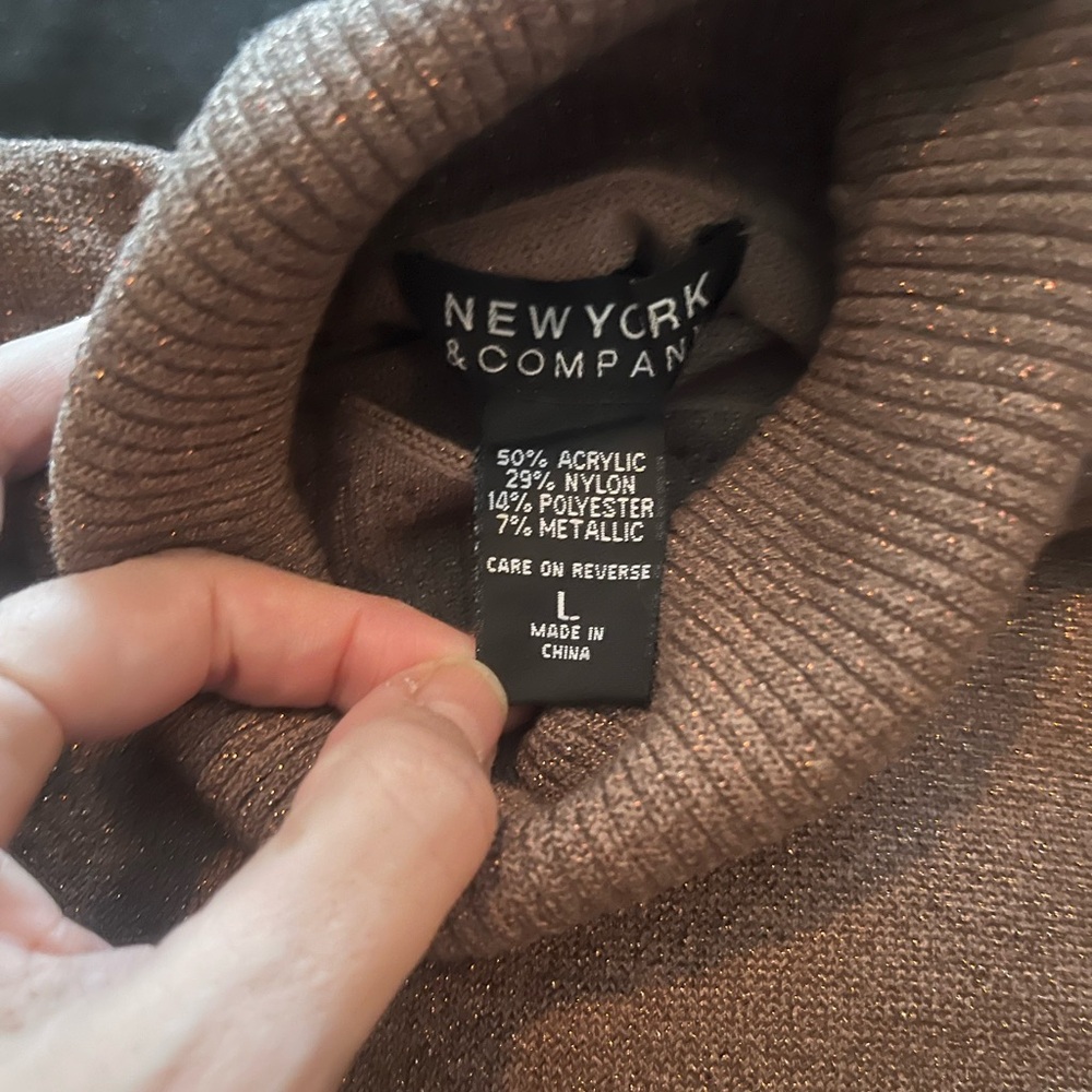 Sparkly Copper Turtleneck Sweater